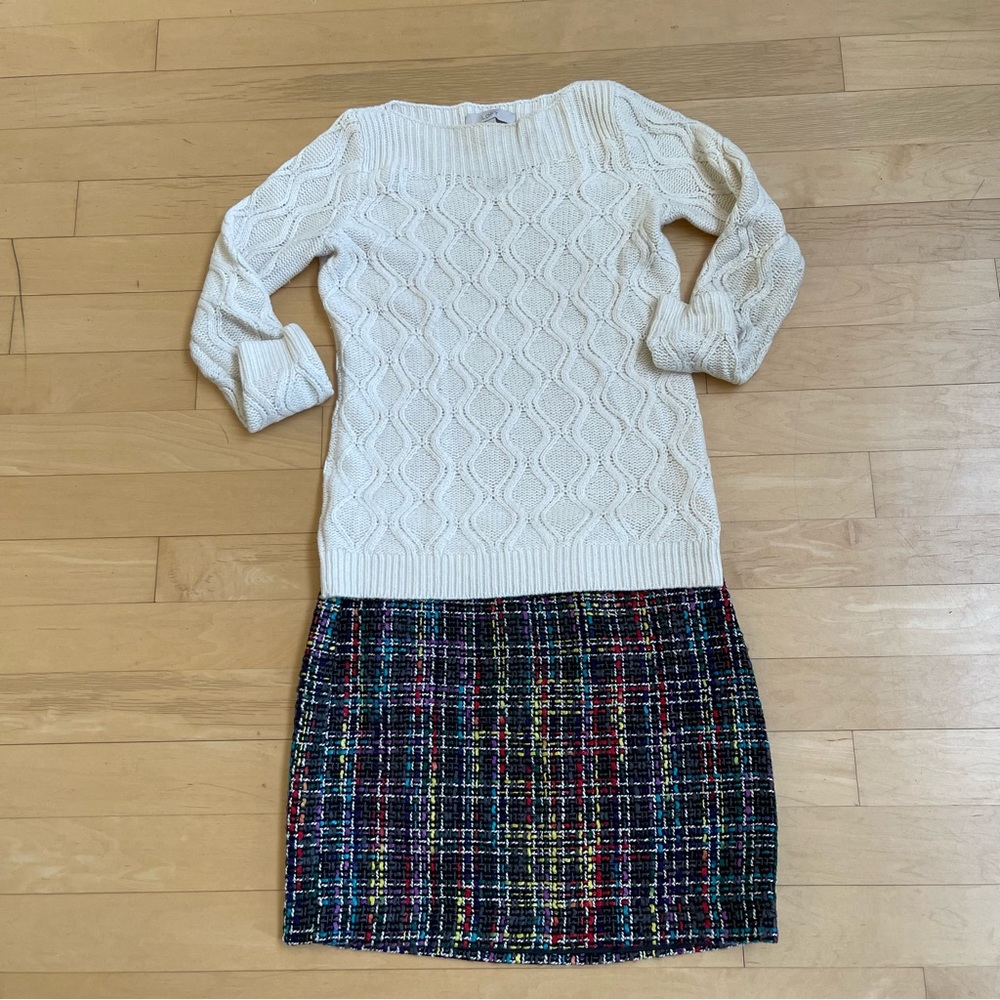 LOFT - Rainbow Tweed Mini Skirt - Size 6